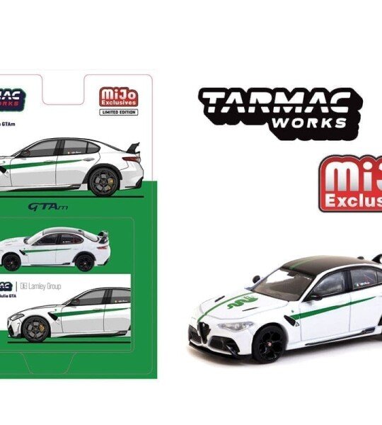 Tarmac Works 1:64 Alfa Romeo Giulia GTAm – White Green- Global64 – MiJo Exclusives