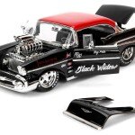 MODELO ESCALA 1:24 1957 Chevrolet Bel Air Pro Stock (Black with Red Top) – Bigtime Muscle