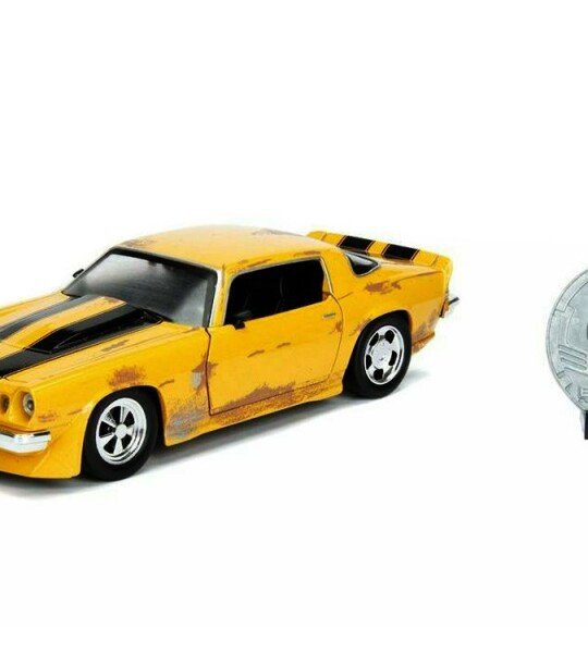 MODELO ESCALA Jada 1/24 Transformers Bumblebee 1977 Chevrolet Camaro Weathered Yellow