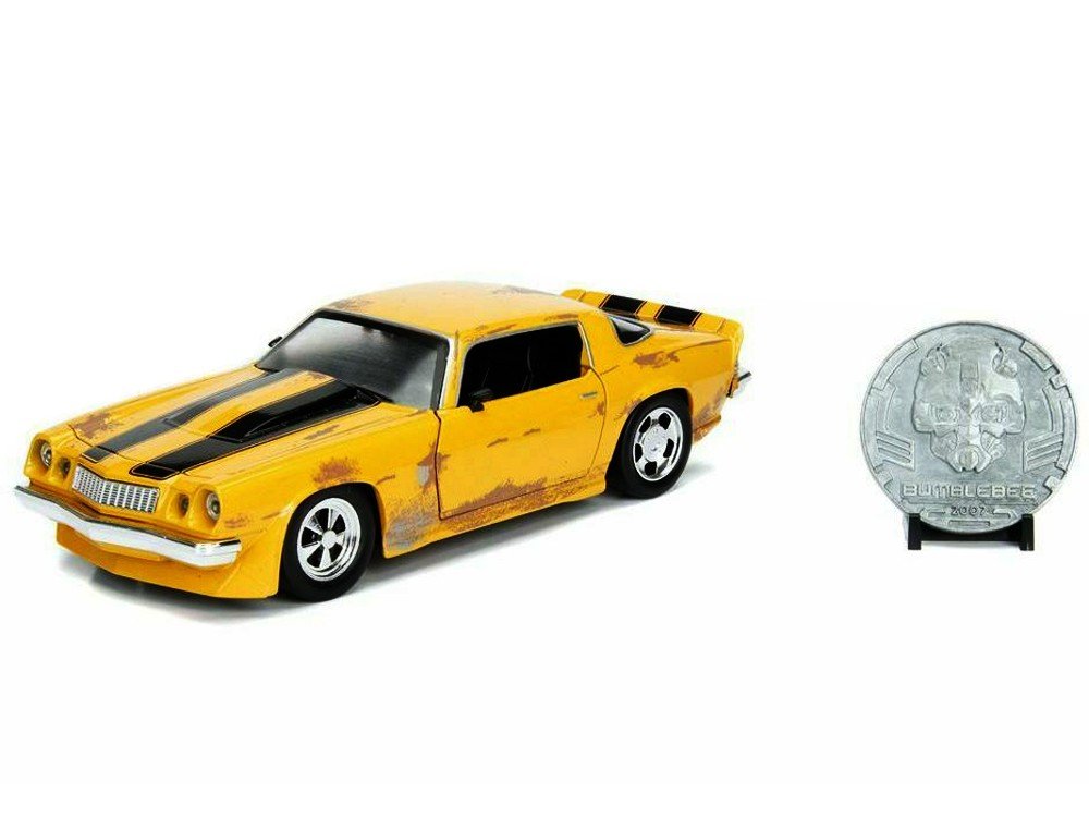 MODELO ESCALA Jada 1/24 Transformers Bumblebee 1977 Chevrolet Camaro Weathered Yellow