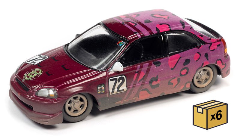 Johnny Lightning 1:64 1998 Honda Civic (Magenta Metallic with Leopard Print) – 24Hrs of Lemons – Street Freaks 2022 PRECIOS ESPECIALES