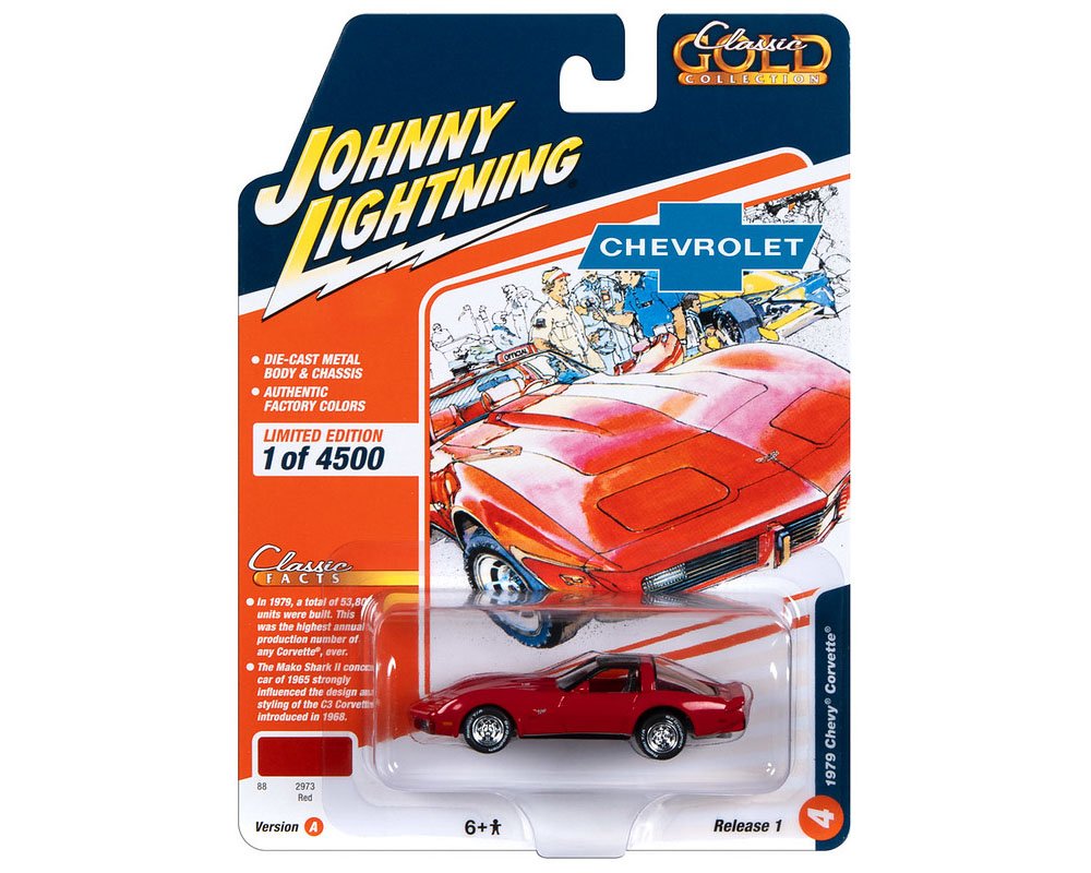 Johnny Lightning 1:64 Classic Gold 2023 Release 1 Version A – 1979 Chevrolet Corvette – Red