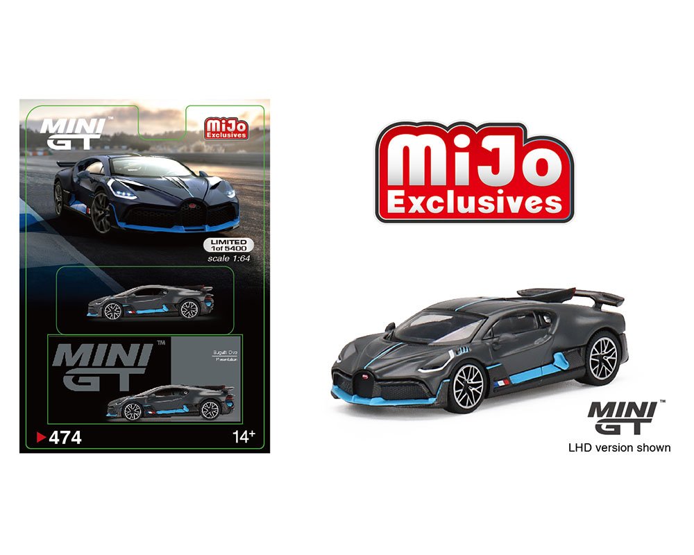 MODELO ESCALA Mini GT 1:64 Bugatti Divo Presentation – Mijo Exclusive