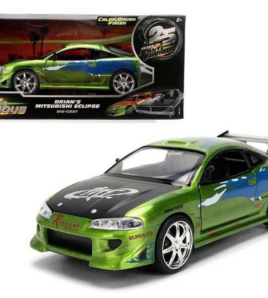 Jada 1:24 Brian’s Mitsubishi Eclipse – Green Color Brush Finish – Fast & Furious 25 Year Anniversary