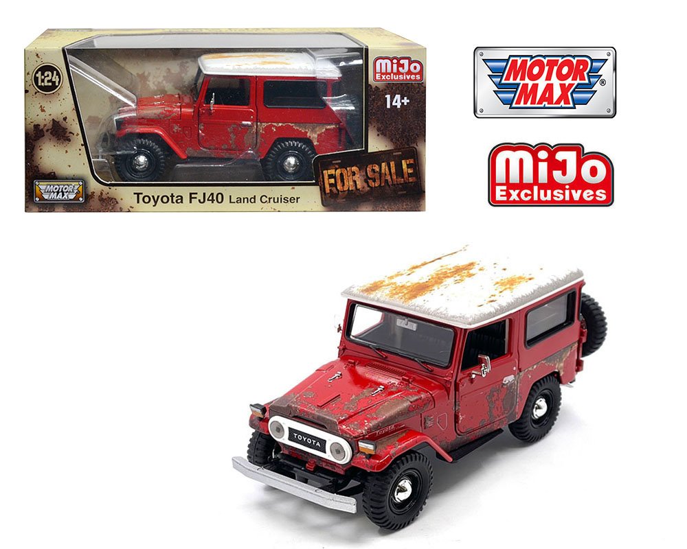 Motormax 1:24 Toyota FJ40 Land Cruiser – Weathered Red with White Top – For Sale – MiJo Exclusives