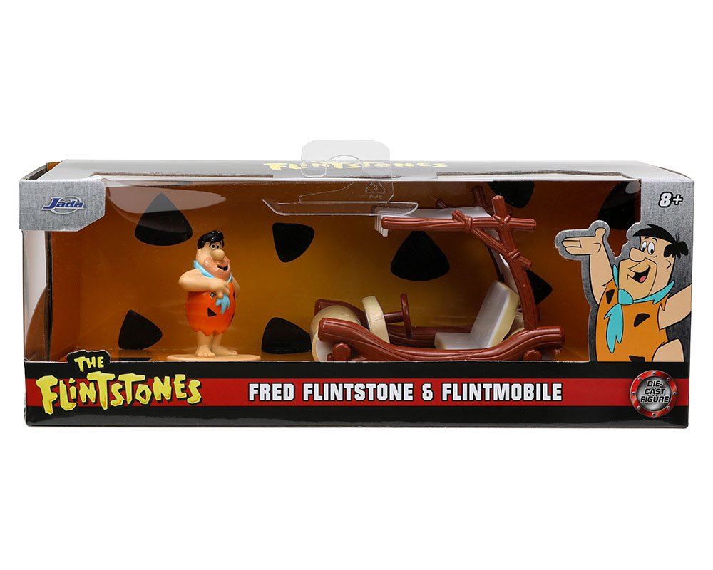 MODELO ESCALA 1:32 Fred Flintstone and Flintmobile – The Flintstones – Hollywood Rides PICAPIEDRA