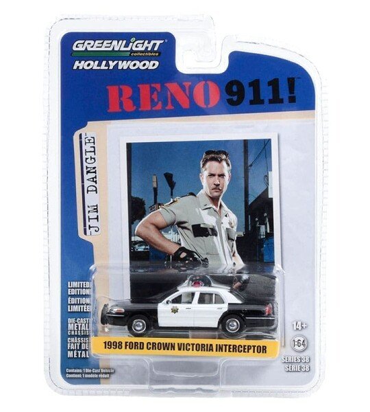 Greenlight 1:64 Lieutenant Jim Dangle’s 1998 Ford Crown Victoria Police Interceptor – Reno Sheriff’s Department – Reno 911! (2003-09 TV Series) – Hollywood Series 38 POLICIA