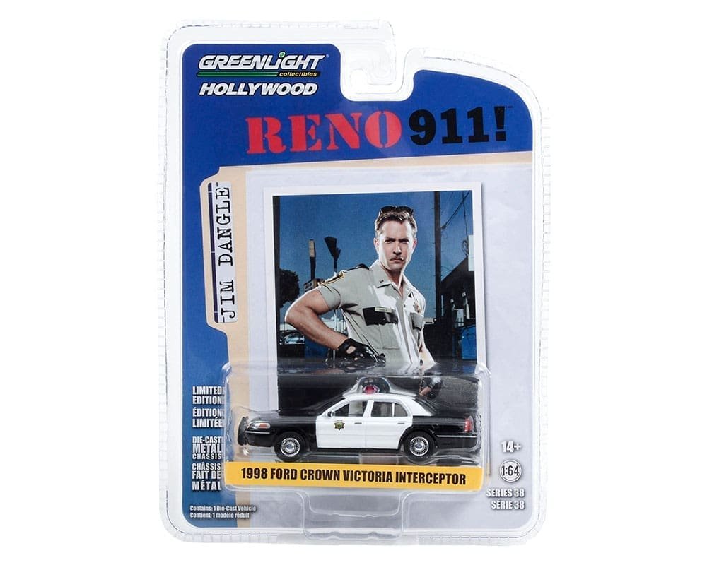 Greenlight 1:64 Lieutenant Jim Dangle’s 1998 Ford Crown Victoria Police Interceptor – Reno Sheriff’s Department – Reno 911! (2003-09 TV Series) – Hollywood Series 38 POLICIA