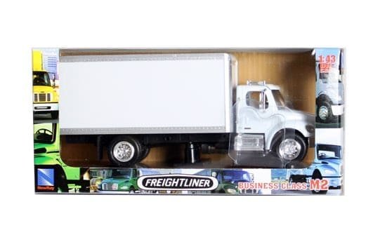 CAMION DE BEBIDAS A ESCALA New Ray 1:43 Freightliner M2 Box Truck – White – Utility – Long Haul Trucker