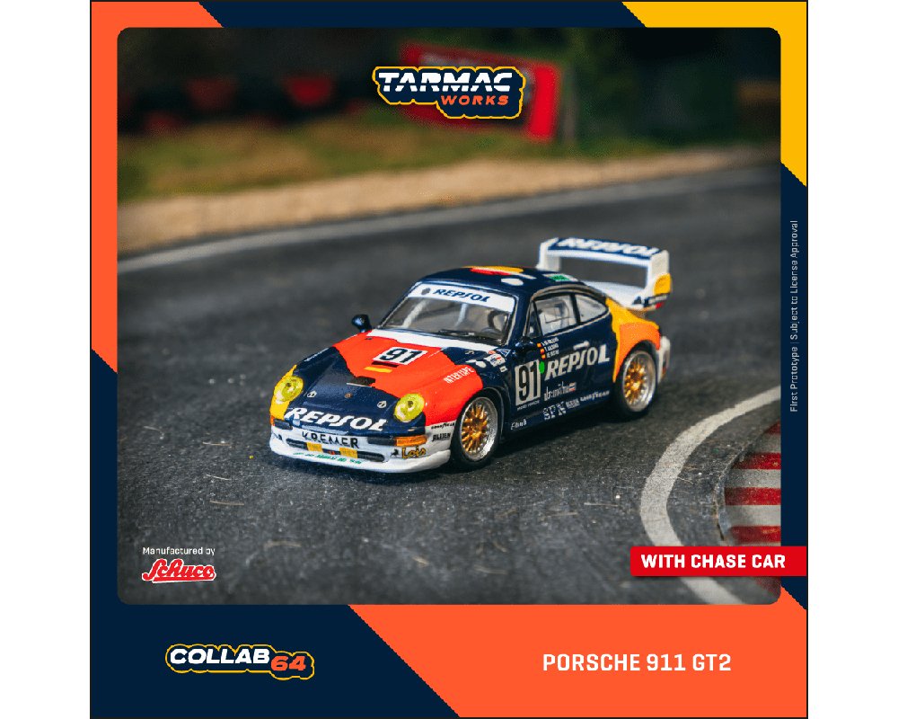 Tarmac Works x Schuco 1:64 Porsche 911 GT2 24h LE MANS 1995 #91- Global64