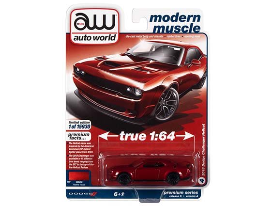 MODELO ESCALA 1:64 Dodge 2018 Challenger Hellcat Redline Tricoat Poly RD