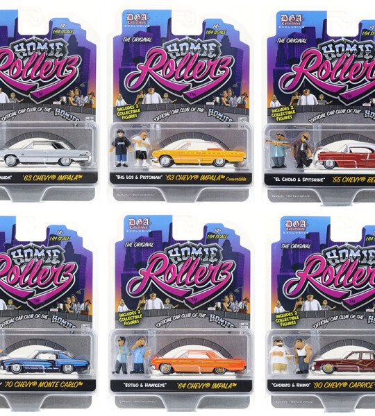 Greenlight x DGA 1:64 Homie Rollerz 2025 Series 1 NINTENDO DS (CADA AUTO INCLUYE 2 FIGURAS)