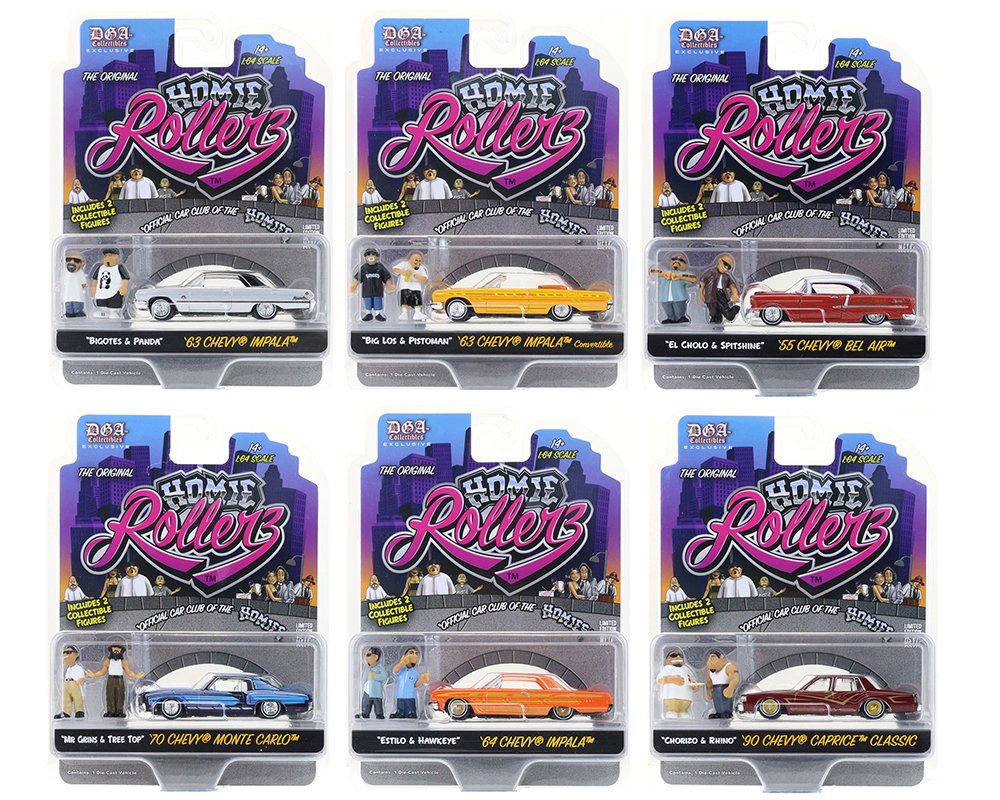 Greenlight x DGA 1:64 Homie Rollerz 2025 Series 1 NINTENDO DS (CADA AUTO INCLUYE 2 FIGURAS)