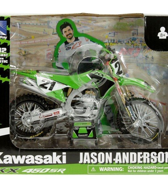 New Ray 1:12 Kawasaki KX450SR Factory Race Team Bike #21 Jason Anderson – Green – Motorcycles