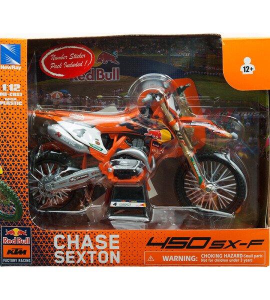 New Ray Motorcycle 1:12 Red Bull KTM Factory Racing 450 SX-F #4 Chase Sexton