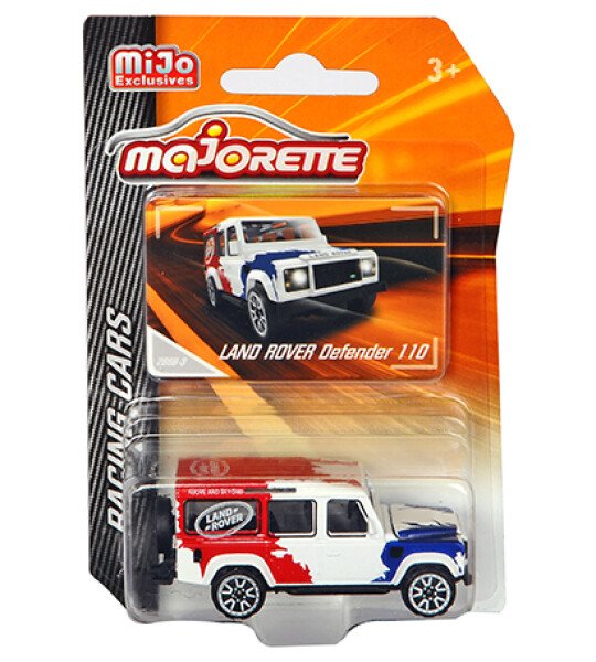 MODELO ESCALA Majorette 1:64 Racing Cars – Land Rover Defender 110 (Red/White/Blue) – MiJo Exclusives