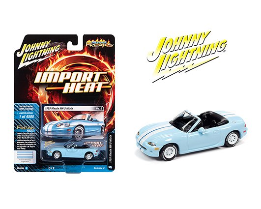 MODELO ESCALA 1:64 Import Heat 1999 Mazda MX5 Miata Light Blue