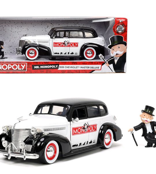 MODELO ESCALA Jada 1:24 1939 Chevrolet Master Deluxe w Mr. Monopoly – Monopoly – Hollywood Rides