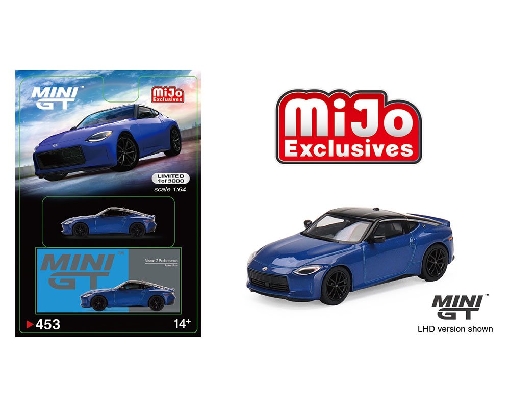 MODELO ESCALA 1/64 Mini GT Nissan Z Performance 2023 Seiran Blue – Mijo Exclusive USA