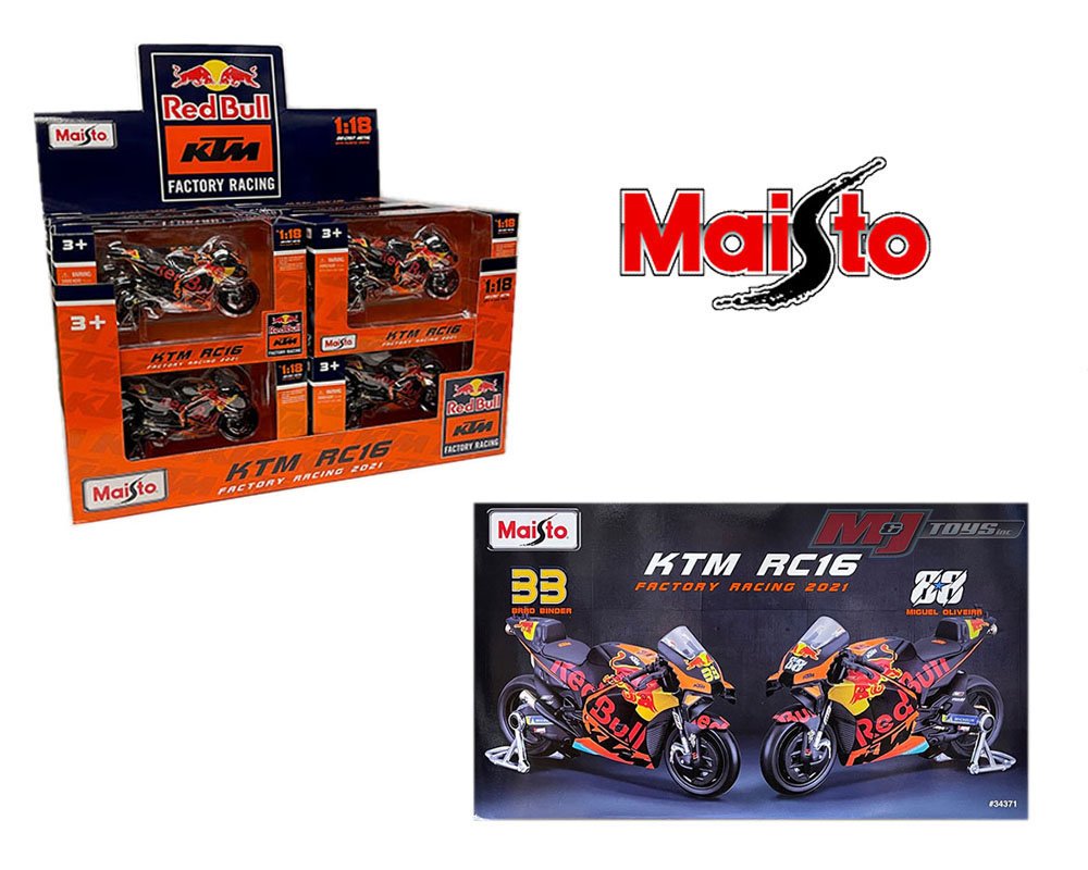 Maisto MotoGP 1:18 RC16 2021 Red Bull KTM Factory Racing #33 B. Binder #88 M. Oliveira - MOTO