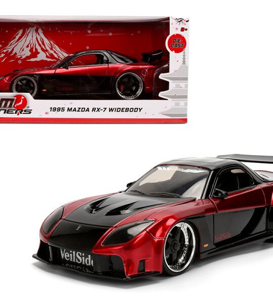 Jada 1:24 1995 Mazda RX-7 Widebody – Black/Red – JDM Tuners