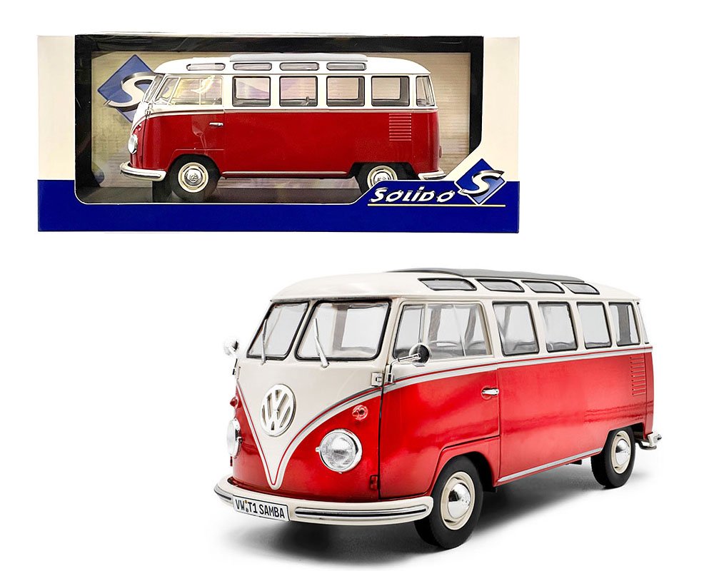 Solido 1:18 1962 Volkswagen T1 Samba – Red/White MICROBUS VW