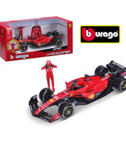 Bburago 1:24 Ferrari Racing SF-23 #16 con figura de Charles Leclerc diecast