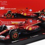 BURAGO  F1 SF-24 TEAM SCUDERIA FERRARI N 16 4th EMILIA ROMAGNA IMOLA GP 2024 CHARLES LECLERC - CON PILOTO Y ACRILICO