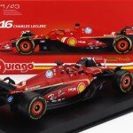 BURAGO  F1 SF-24 TEAM SCUDERIA FERRARI N 16 4th EMILIA ROMAGNA IMOLA GP 2024 CHARLES LECLERC - CON PILOTO Y ACRILICO