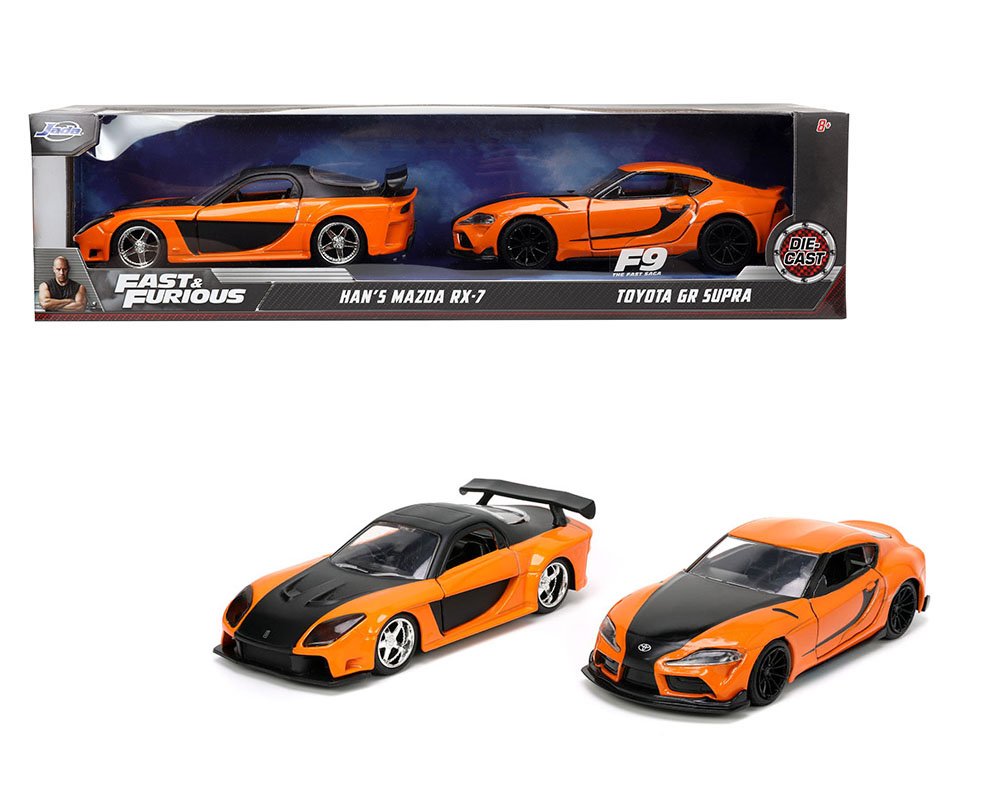 Jada 1:32 2-Pack Han’s Mazda RX-7 & Toyota GR Supra – Fast & Furious F9 - twin pack RAPIDO Y FURIOSO