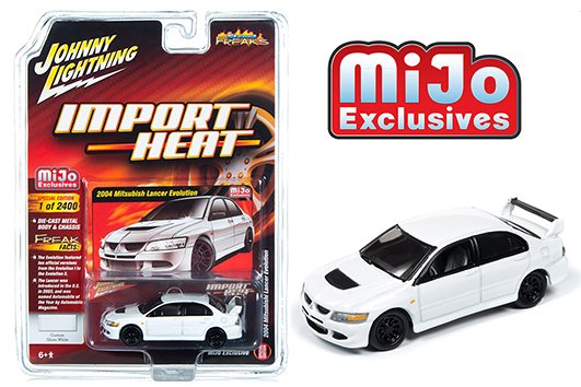 MODELO ESCALA 1:64 Mijo Exclusive Import Heat 2004 Mitsubishi Lancer Evolution white Limited 2,400