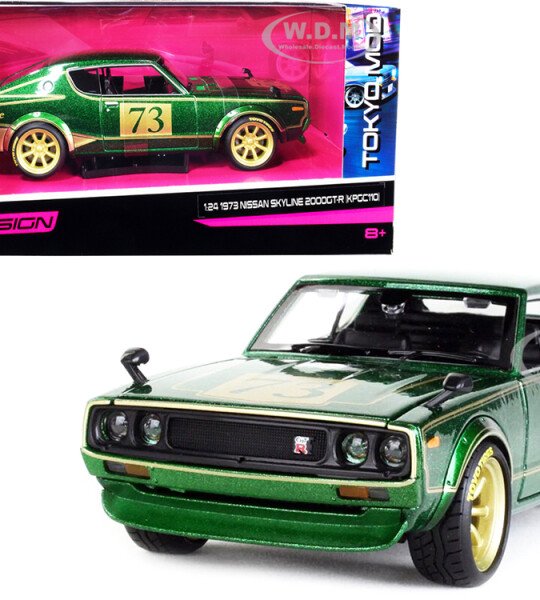 MODELO ESCALA 1:24 Tokyo Mod 1973 Nissan SKyline 2000 GTR (KPGC110) (Green)