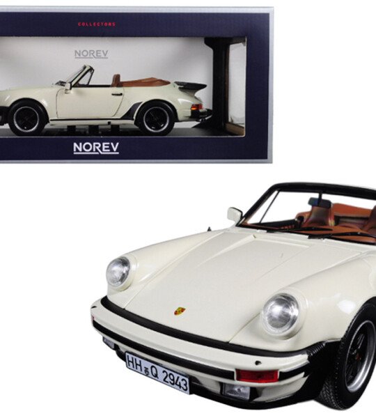 MODELO ESCALA 1/18 Norev 1987 Porsche 911 930 Turbo Cabriolet (Ivory Cream White) Diecast Car Model