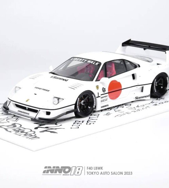 MODELO INNO64 1:64 LBWK F40 Red – LIBERTY WALK -WHITE TOKYO AUTO SALON 2023