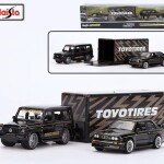 MODELO ESCALA 1:64 Mercedes-Benz G-CLass / Car Trailer / 1988 BMW M3 –