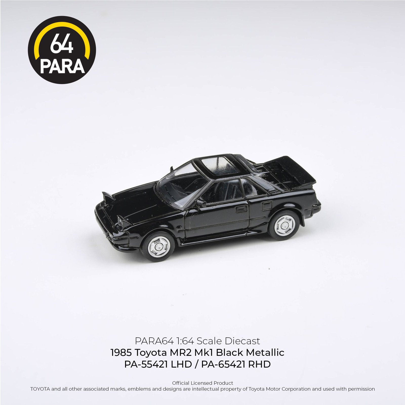 MODELO ESCALA 1:64 1985 Toyota MR2 MK1 – Black w/ pop lights – PARA64 JAPAN