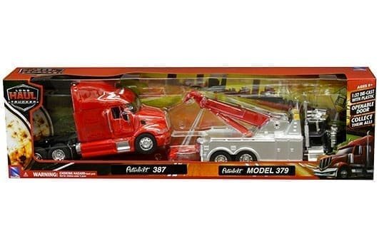 New Ray 1:32 Peterbilt 379 Tow Truck & Tractor Set (Red- Black) – Long Haul Truckers - GRUA Y CABEZAL