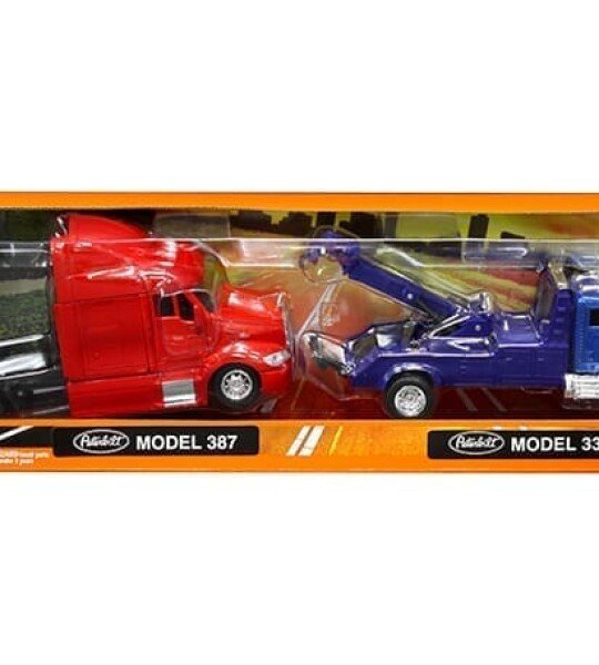 New Ray 1:43 Peterbilt Model 335 Tow Truck & Model 387 Cab – Long Haul Trucker GRUA Y CABEZAL