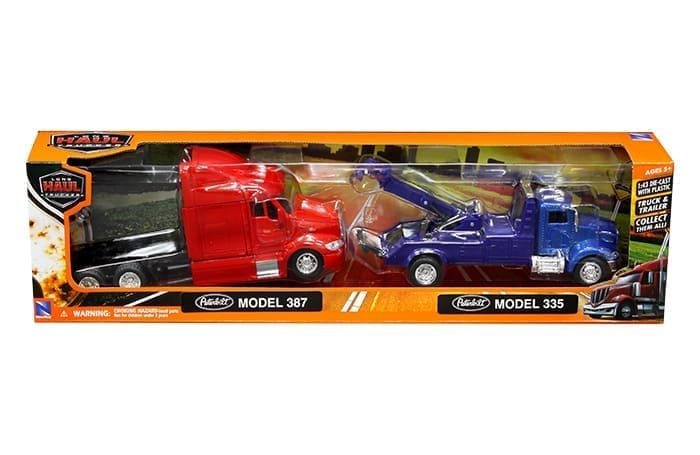 New Ray 1:43 Peterbilt Model 335 Tow Truck & Model 387 Cab – Long Haul Trucker GRUA Y CABEZAL