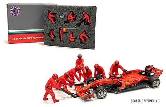 American Diorama 1:43 F1 Pit Crew Figures Team Red (7 Figures) - 7 FIGURAS METALICAS FORMULA 1 FERRARI