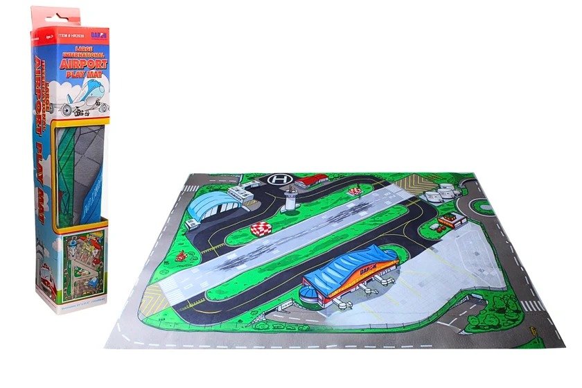 Alfombra de juego grande con diseño de aeropuerto (fieltro) – 41 1/4 x 31 1/2 pulgadas (**) para aviones a escala