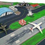 Alfombra de juego grande con diseño de aeropuerto (fieltro) – 41 1/4 x 31 1/2 pulgadas (**) para aviones a escala