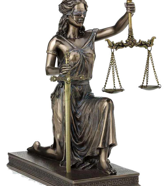 KNEELING LADY JUSTICE WITH SCALES AND SWORD- DAMA JUSTICIA CON ESCALA Y ESPADA