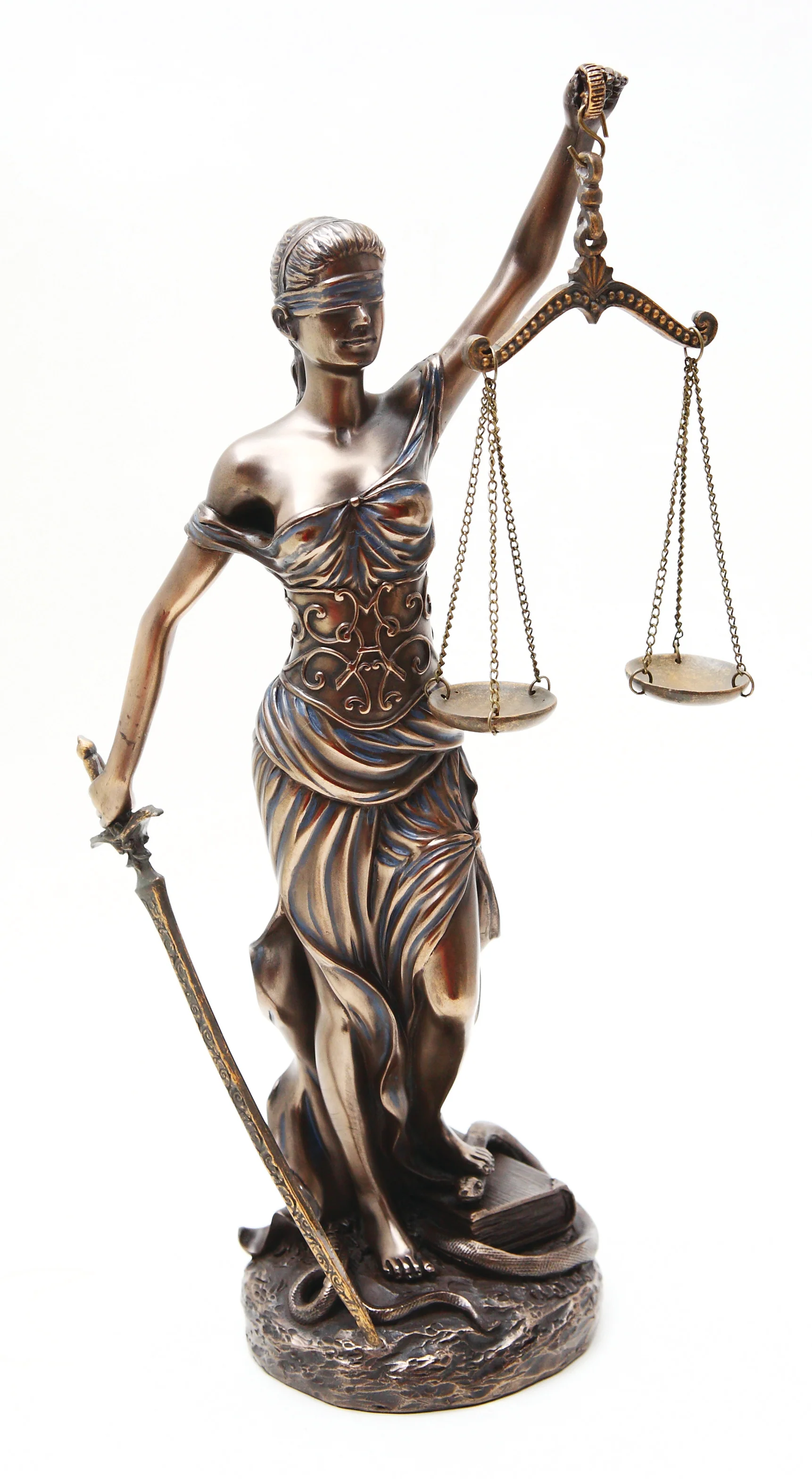 Lady of Justice 12"- Bronzed Resin -  DAMA DE LA JUSTICIA CON ESCALA EN BRONCE SOLICO Y RESINA