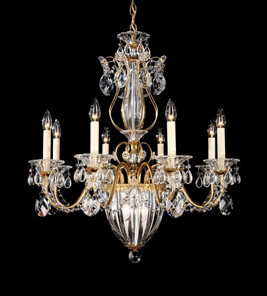 CANDELABRO CRISTAL Bagatelle 11 Light 120V Chandelier in French Gold with Clear Crystals from Swarovski