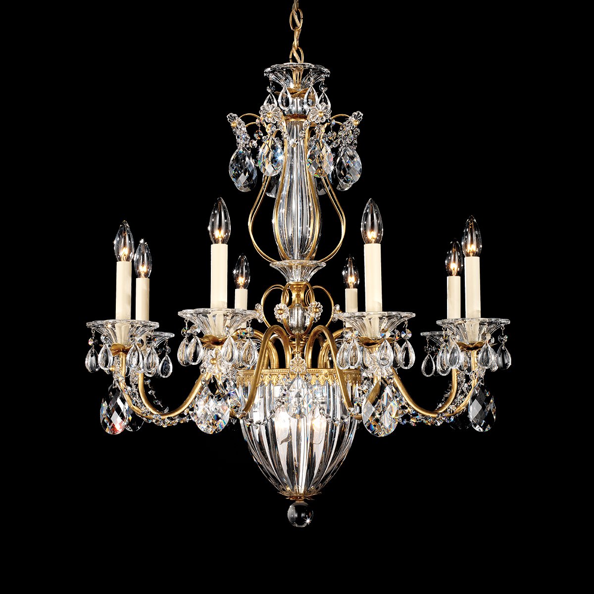 CANDELABRO CRISTAL Bagatelle 11 Light 120V Chandelier in French Gold with Clear Crystals from Swarovski