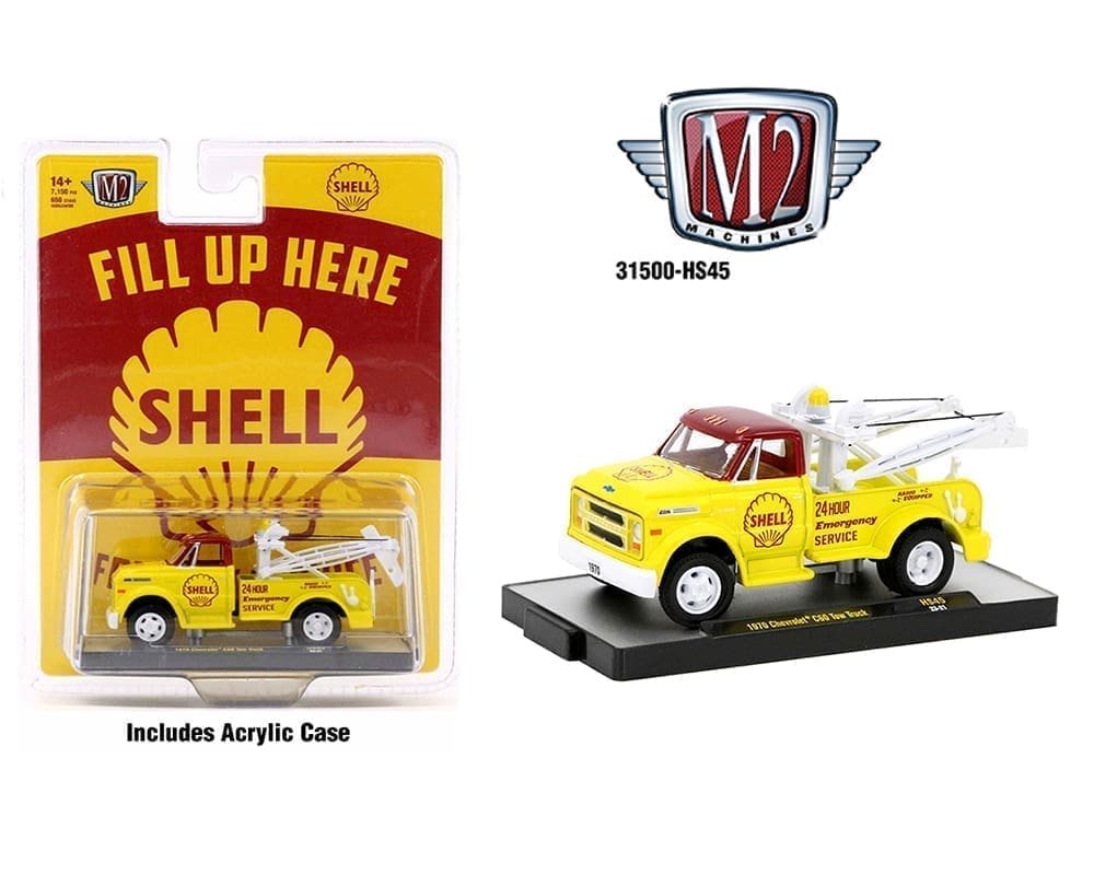 M2 Machines 1:64 1970 Chevrolet C60 SHELL Tow Truck – Hobby Exclusive GRUA