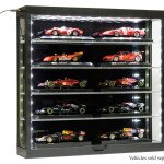 VITRINA MINI GT - Showcase 5-Tier LED Wall Mountable Display Case – Black Case with Black Rear Panel – exhibidor