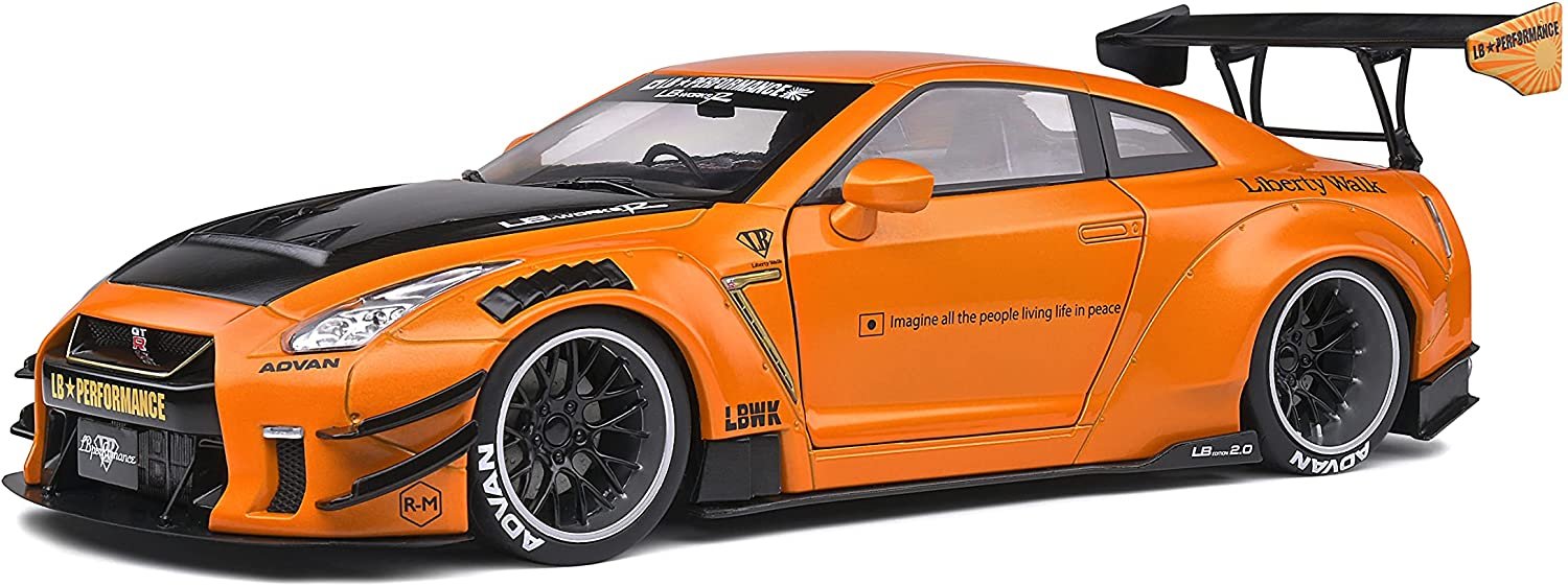 MODELO ESCALA 1:18 Nissan Skyline GT-R R35 LBWK Liberty Walk Orange