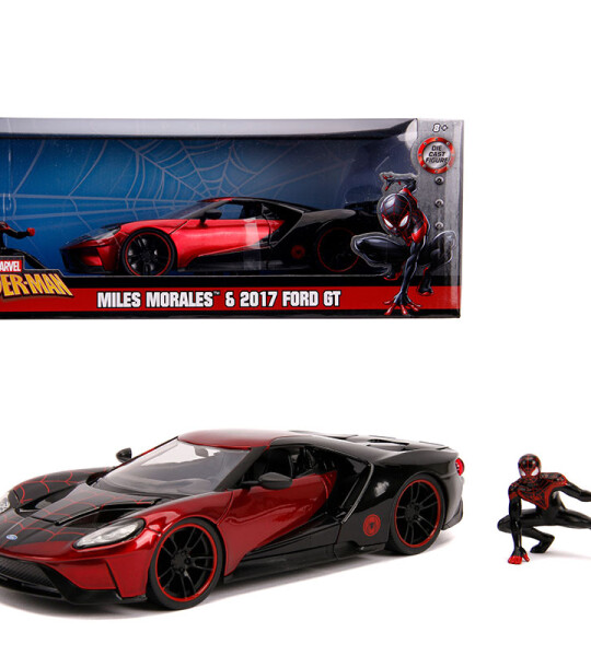 MODELO ESCALA 1:24 2017 Ford GT with Miles Morales Figure – Marvel Spider-Man - hombre araña